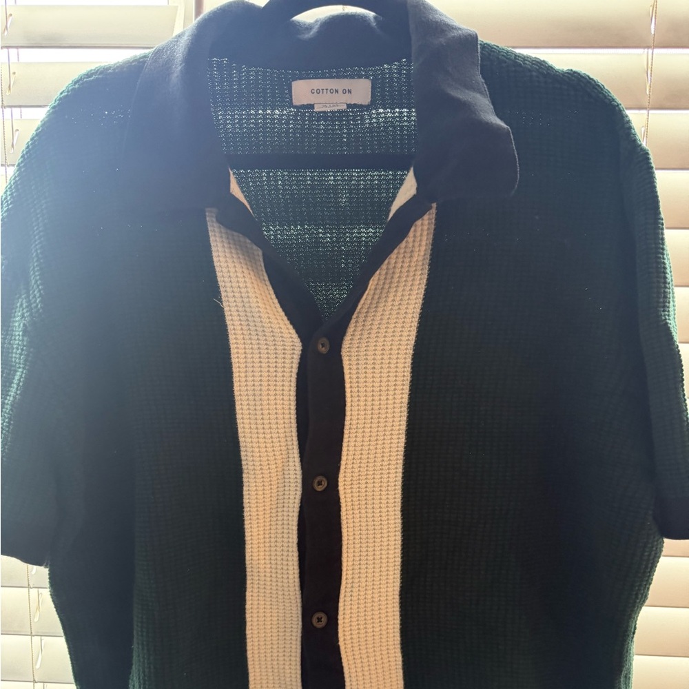 Cotton On Black, Green, and White Knit Shirt